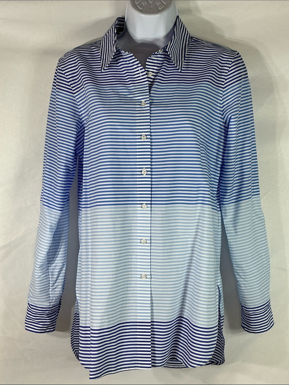Calvin Klein Women's Colorblock Striped Long Sleeve Button Down Shirt NWT XS